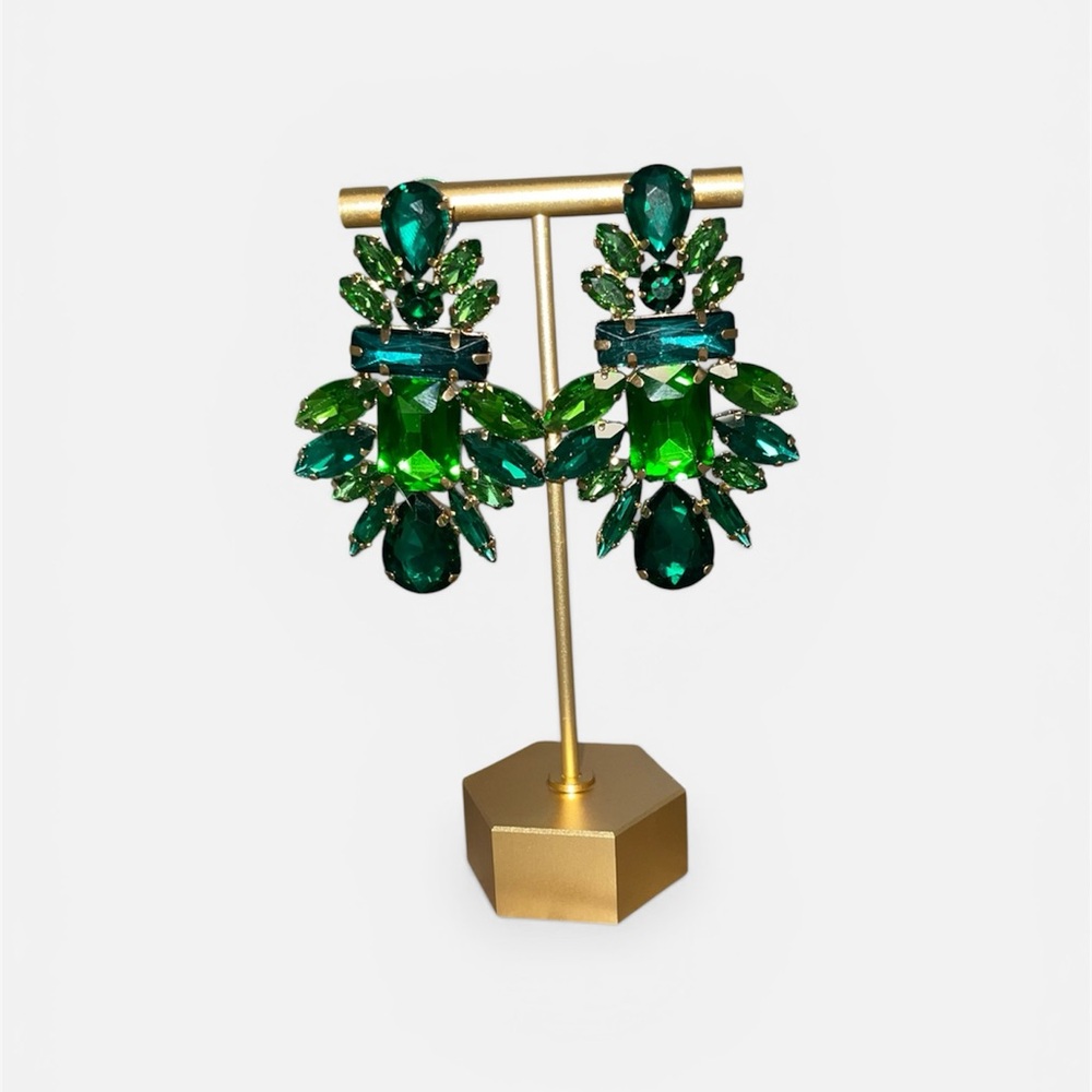 Emerald Green Statement Earrings - image 2